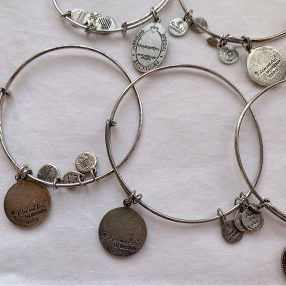 Lot of 7 Alex and Ani Bundle Various Silver and Gold Bracelets with Charms - Picture 15 of 15